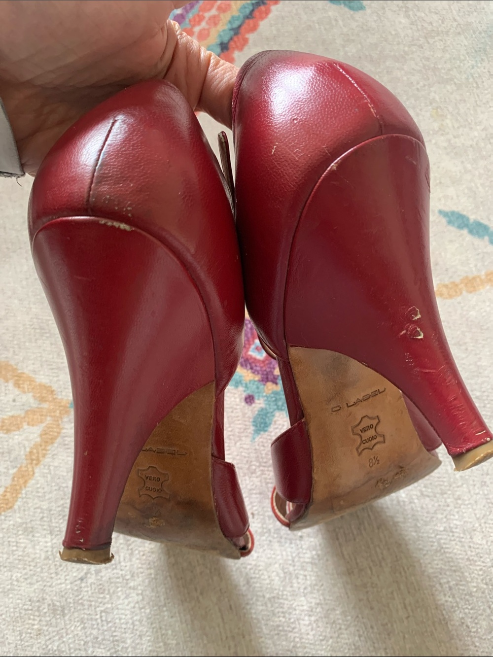C Label Red Open-Toe Ankle Strap Heels - Picture 3 of 6
